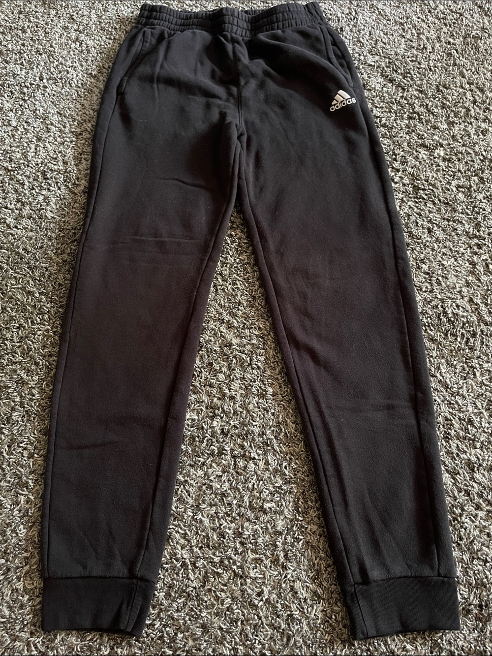 adidas Kids Black Jogger Sweatpants w/ Logo & Pockets (L)